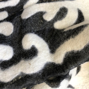 HANDCRAFTED BY 7 SISTERS — Black and White Silk / Felted Wool Lace Pattern Scarf