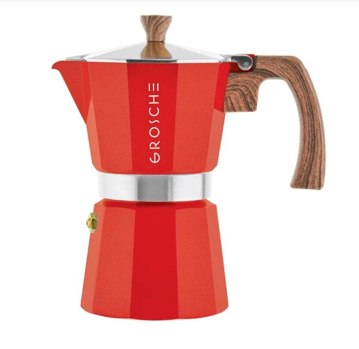 Red Milano Italian 6-Cup Stovetop Espresso Coffee Maker / Moka Pot — By GROSCHE
