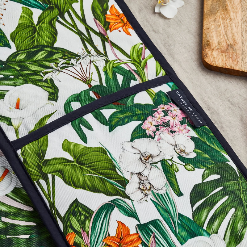 Catherine Lewis Design Palm House Tropics Oven Mitts — Designed and Made in the UK with Organic Cotton