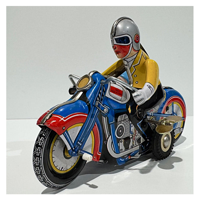 Vintage Wind-Up Motorcycle with Sidecar Tin Toy by Schylling