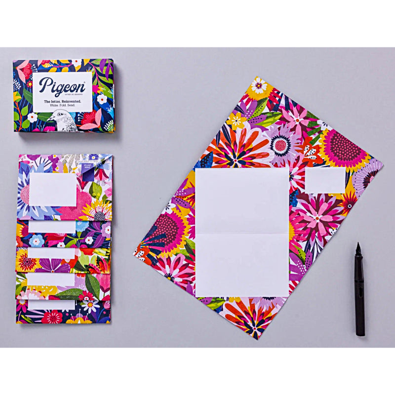 Floral Fantasia Pigeons Folded Origami Letter Set 