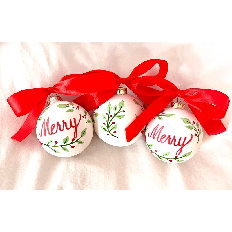 HAND-PAINTED "MERRY" ORNAMENT — By Elisa Bergstrom - The Flourished Pen