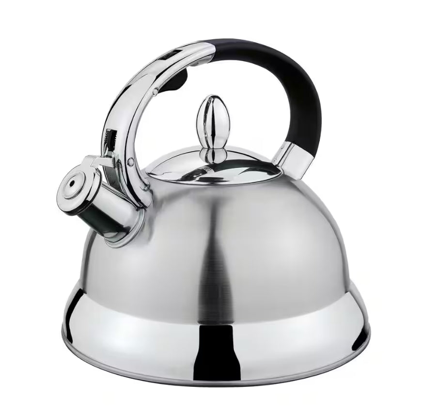 Whistling 18/8 Stainless Steel Silver Conte Water Kettle with Stay Cool Handle - 2.9 Quart / 11.5 Cup Capacity Cilio