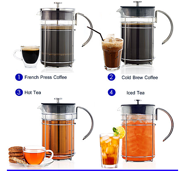 GROSCHE Madrid 4-in-1 Coffee and Tea Premium French Press Brewing System /12 cup/51 oz./1500 ml