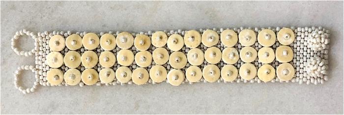 PEARL-COLOR SKOONHEID 3-ROW OSTRICH EGG SHELL BEADED BRACELET — BY OMBA Arts Trust