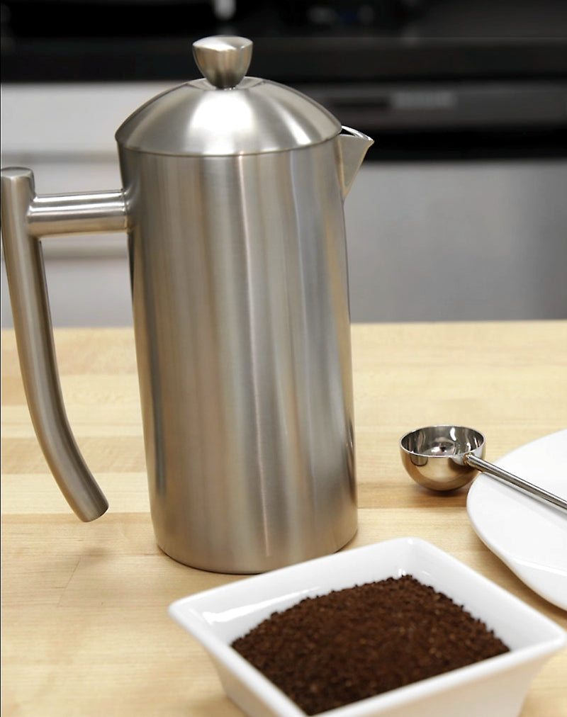 DOUBLE WALL, BRUSHED STAINLESS STEEL FRENCH PRESS - Brushed Finish