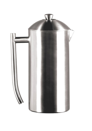 DOUBLE WALL, BRUSHED STAINLESS STEEL FRENCH PRESS - Brushed Finish - 36-ounces — BY FRIELING