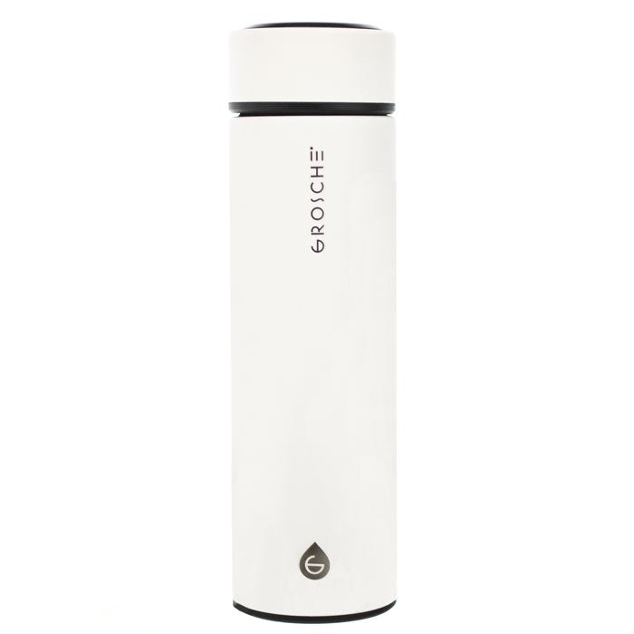 GROSCHE Chicago Double-Walled Vacuum Insulated, Soft-Touch White Travel Tea / Water Infuser — 15.2 fluid ounces