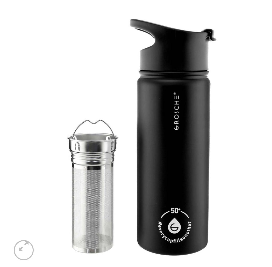 GROSCHE CHICAGO STEEL WATER/TEA INFUSION BOTTLE (CHARCOAL BLACK) 