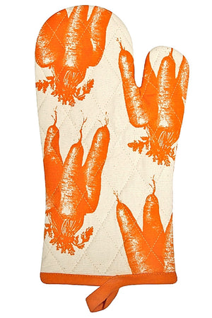 Set of 2 Simrin Hand-Screend, Hand-Sewn Carrot Oven Mitts