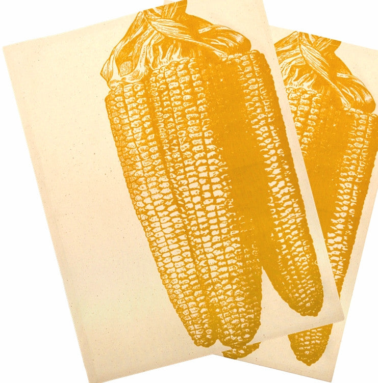 Set of 2 Simrin Hand-screened, Hand-Sewn Corn on the Cob Dish Towels