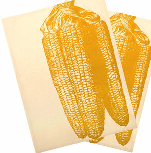 Set of 2 Simrin Hand-screened, Hand-Sewn Corn on the Cob Dish Towels