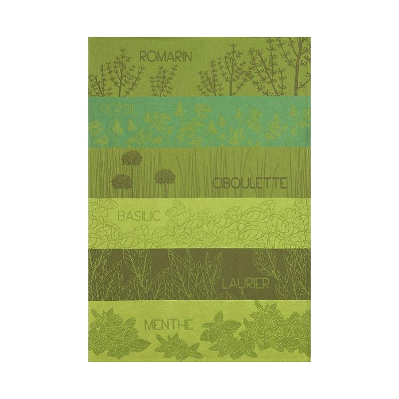 Coucke Herbs Aromatique (Aromatic Herbs) French Cotton Jacquard Tea Towel