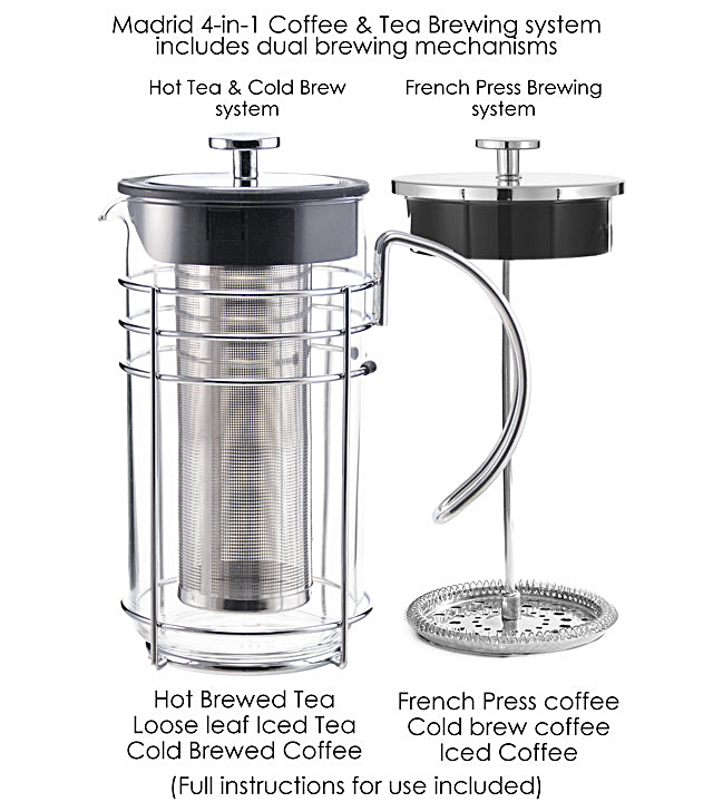 GROSCHE Madrid 4-in-1 Coffee and Tea Premium French Press Brewing Syst -  Pretty Things & Cool Stuff