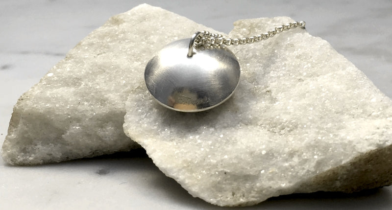 Emma Tallack Sterling Silver Double Domed Pendant with Oxidized Center