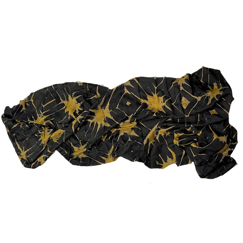 Hand-Dyed, Large Black and Gold Silk Scarf/Shawl — Handcrafted by SIDR Craft