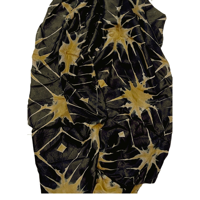 Hand-Dyed, Large Black and Gold Silk Scarf/Shawl — Handcrafted by SIDR Craft