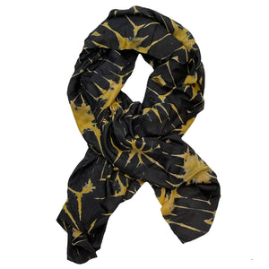 Hand-Dyed, Large Black and Gold Silk Scarf/Shawl — Handcrafted by SIDR Craft