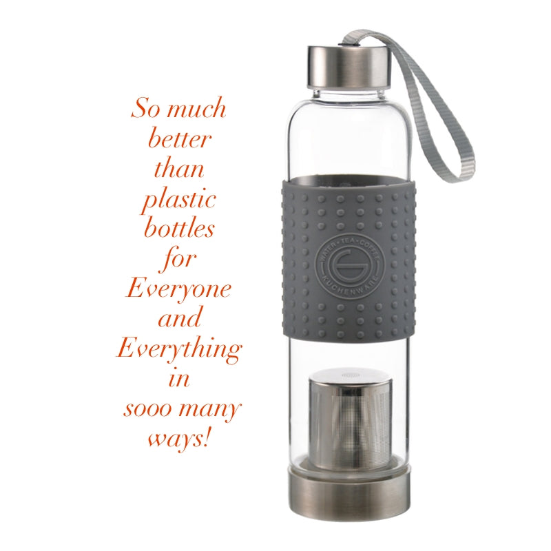 GROSCHE Glass Water / Tea / Coffee Travel Infusion Bottle — Gray — 18. -  Pretty Things & Cool Stuff