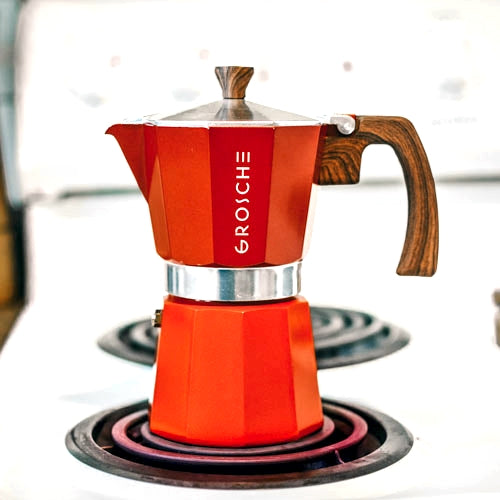 Red Milano Italian 6-Cup Stovetop Espresso Coffee Maker / Moka Pot — By GROSCHE