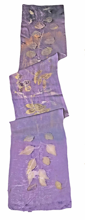 ARTISAN CRAFTED — Hand-Dyed Nature's Diary Silk Scarf - Purple Haze — By Sara Griego