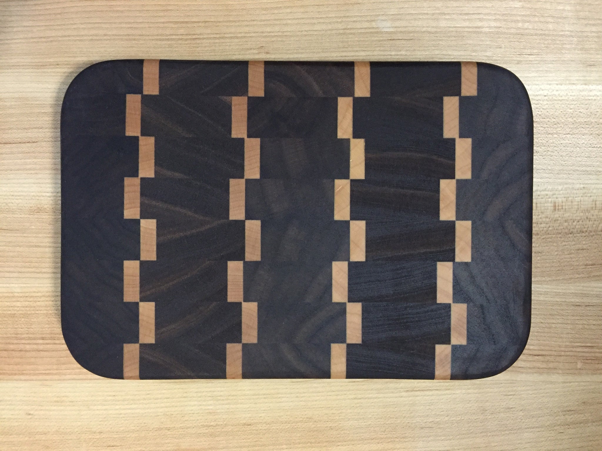 Handcrafted Wood Cutting Board- Maple & Black Walnut - Unique