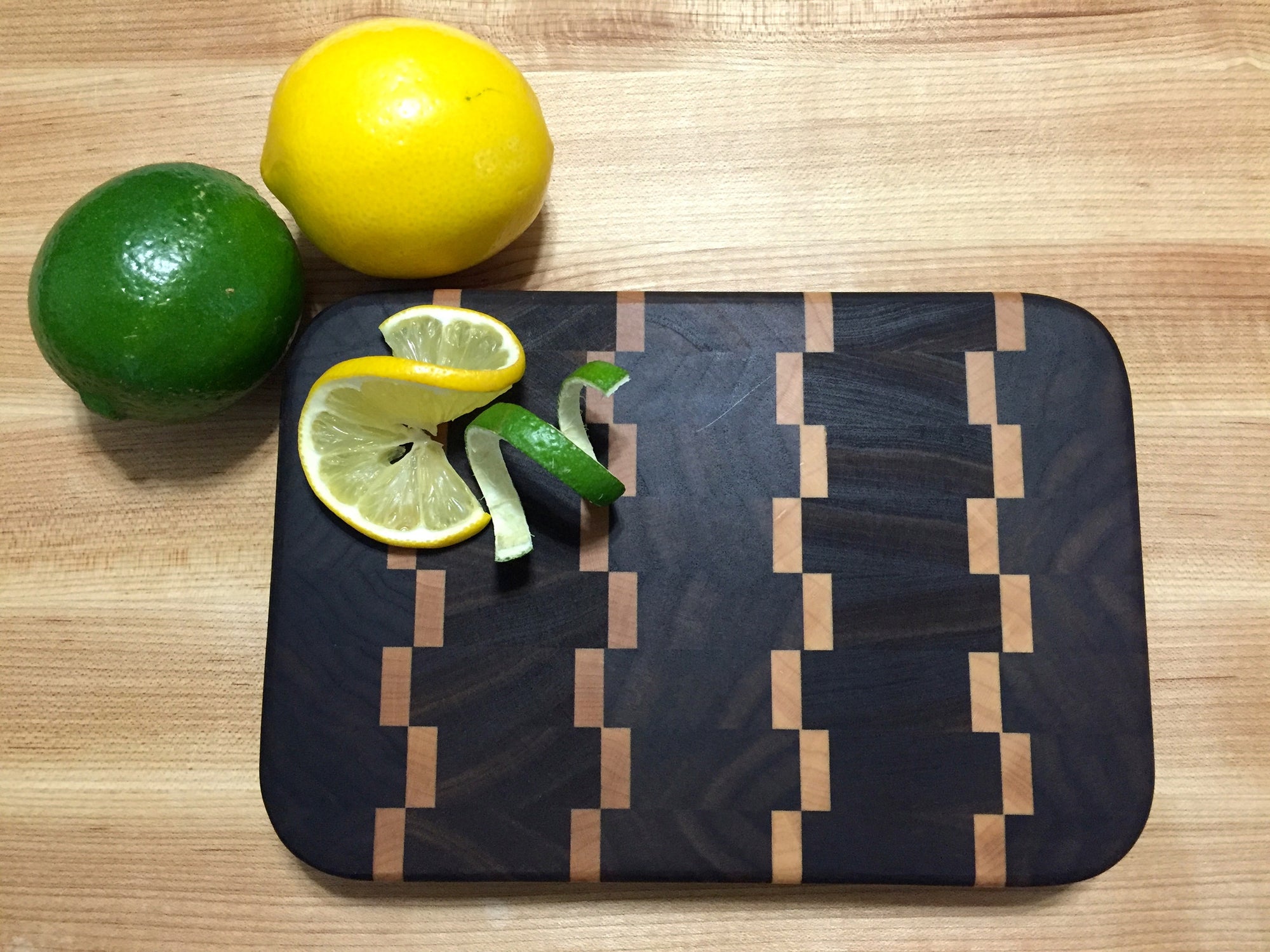EDGE OF THE WOOD — Walnut and Maple Inlaid End-Grain Cutting Board