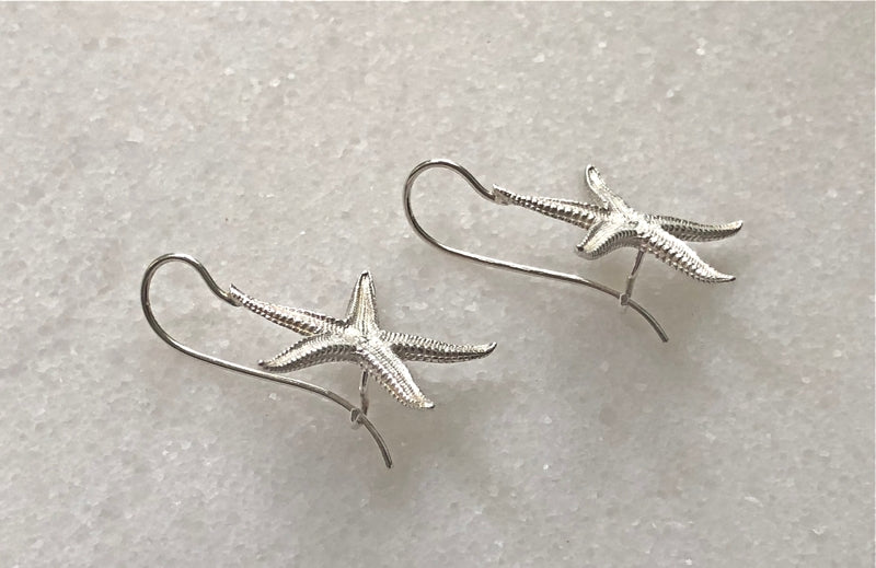 HANDCRAFTED IN SARDINIA - Mare Collection Sea Star Sterling Silver Earrings (LARGE) for Pierced Ears — BY KOKKU