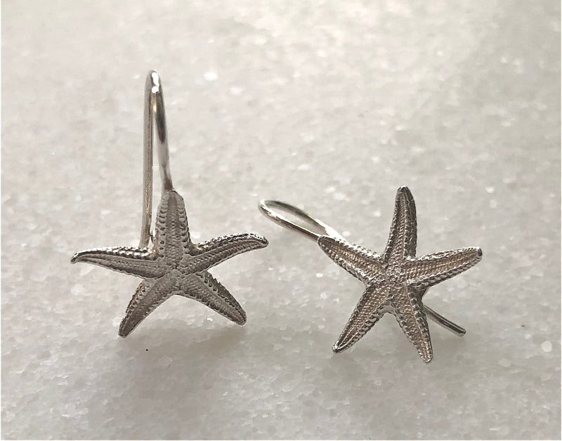 HANDCRAFTED IN SARDINIA — MARE COLLECTION SEA STAR STERLING SILVER EARRINGS (MEDIUM) FOR PIECED EARS — BY KOKUU