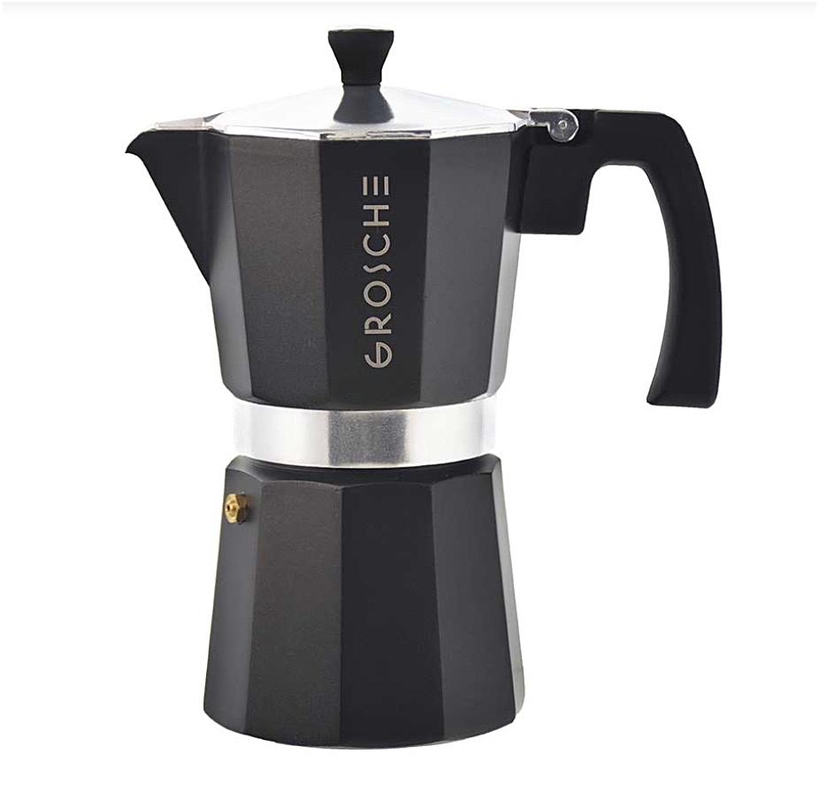 Black Milano Italian 6-Cup Stovetop Espresso Coffee Maker / Moka Pot — By GROSCHE
