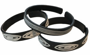 Hand-etched Okavango Recycled PVC Bracelets - Set of 3 — By OMBA - Unique Namibia Arts