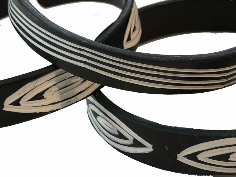 Hand-etched Okavango Recycled PVC Bracelets - Set of 3 — By OMBA - Unique Namibia Arts