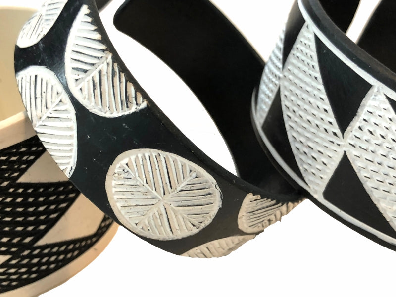 Hand-etched Okavango Recycled PVC Bracelets - Large - Set of 3 — By OMBA Arts Trust