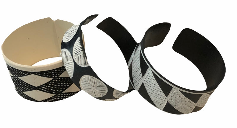 Hand-etched Okavango Recycled PVC Bracelets - Large - Set of 3 — By OMBA Arts Trust