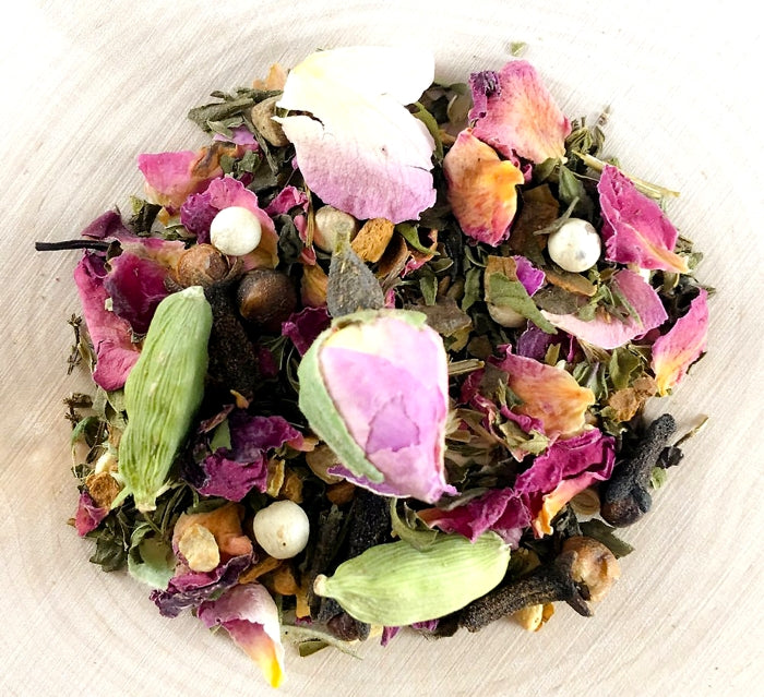 ARTISAN CRAFTED IN TAOS — Organic Peppermint Rose Loose Leaf Chai — All Organic - 2 ounce bag — By tea.o.graphy