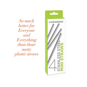 U-KONSERVE STAINLESS STEEL MINI STRAWS — 4 PACK