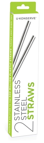 U-KONSERVE STAINLESS STEEL STRAWS — 2 PACK
