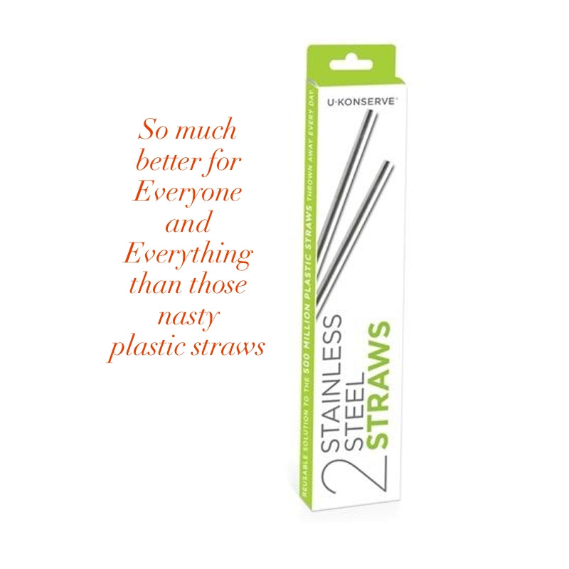 U-KONSERVE STAINLESS STEEL STRAWS — 2 PACK