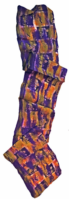 Wool and Silk Felted Vintage Sari Scarf (Purple, Green, Gold, Cream) — The Red Sari
