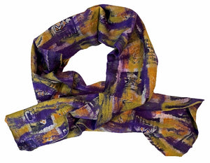 Wool and Silk Felted Vintage Sari Scarf (Purple, Green, Gold, Cream) — The Red Sari